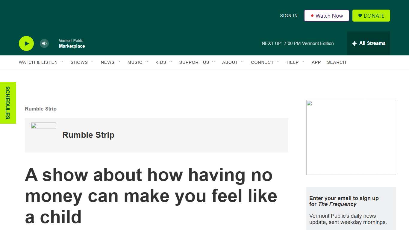 A show about how having no money can make you feel like a child Vermont Public